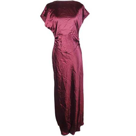 Lulus Captivating Presence Wine Red Satin Cowl Back Maxi Dress Size M - Picture 1 of 4